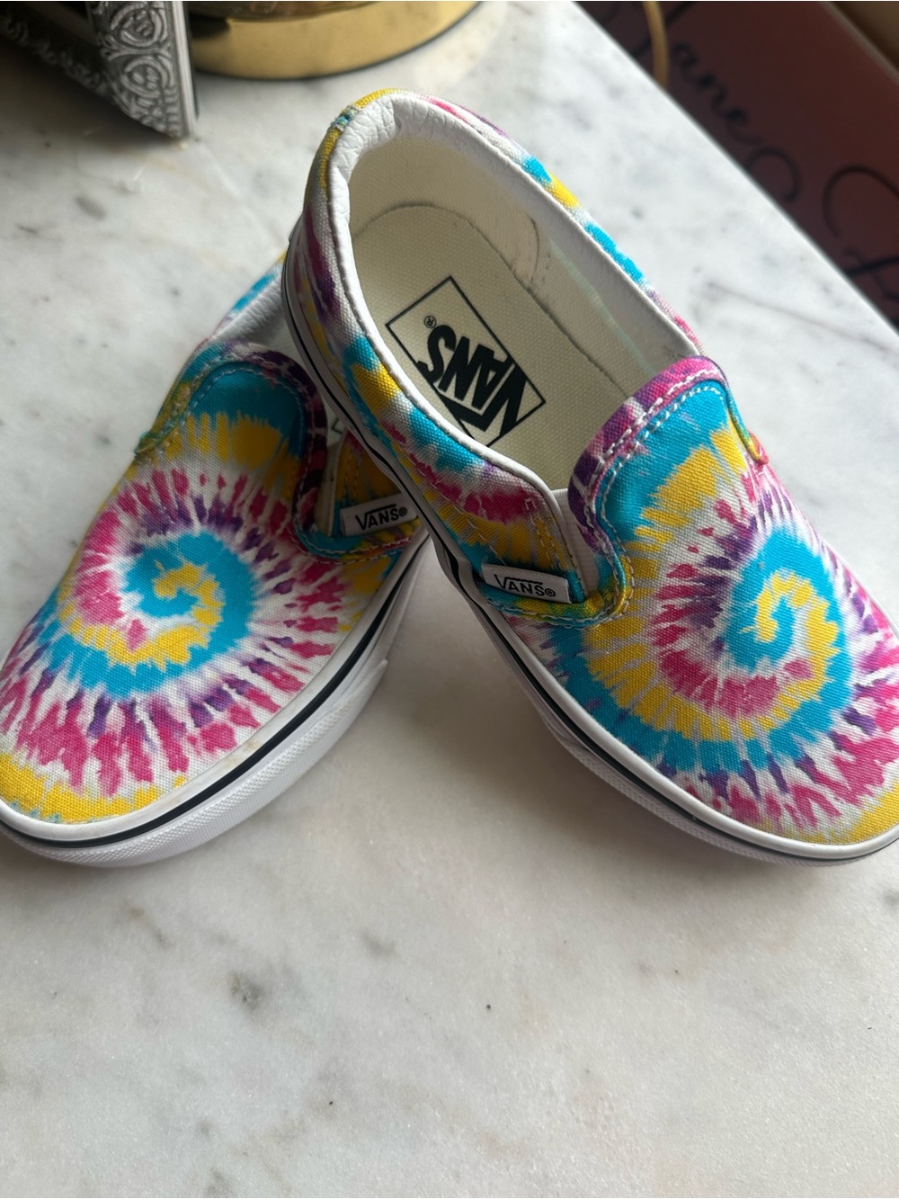 Vans Kids Tie-Dye Slip-On Sneakers - Blue, Yellow, Pink